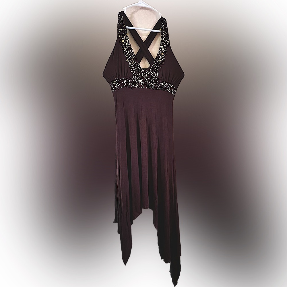 LAKUBO | L | Dress | Dance solo | sequins | Brown & Gold